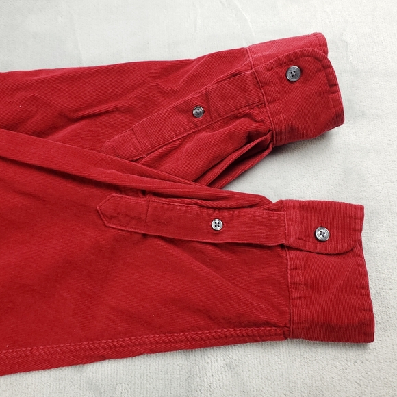 Vintage 90s Thomas Burberry Corduroy Shirt Mens Small Button Down Red Classic - Picture 10 of 13